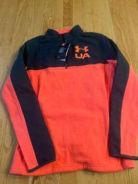 Under Armour Bright Orange and Black Fleece-Lined Zip sweatshirt
